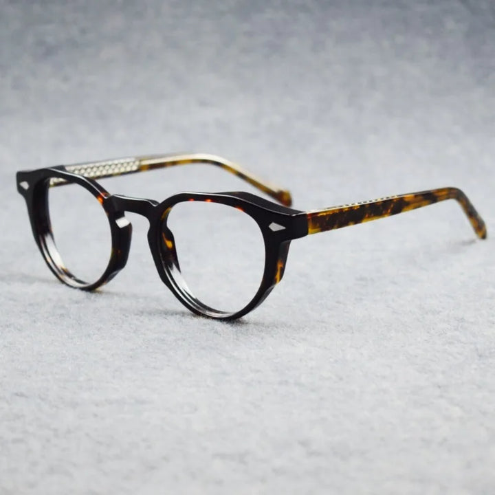 Hewei Unisex Full Rim Flat Top Oval Acetate Eyeglasses 295143