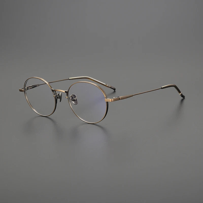 Gatenac Unisex Full Rim Oval Round Titanium Eyeglasses Gxyj1558 Full Rim Gatenac Bronze