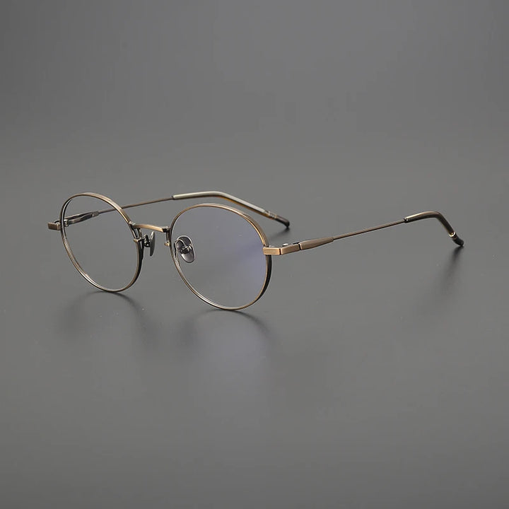 Gatenac Unisex Full Rim Oval Round Titanium Eyeglasses Gxyj1558 Full Rim Gatenac Bronze