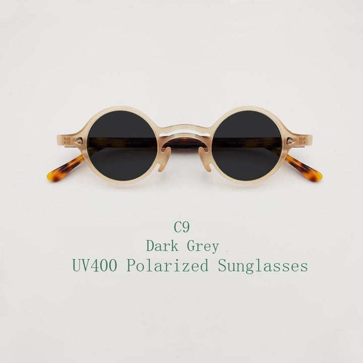 Yujo Unisex Full Rim Small Round Titanium Acetate Eyeglasses Or Polarized Sunglasses Full Rim Yujo C9 China
