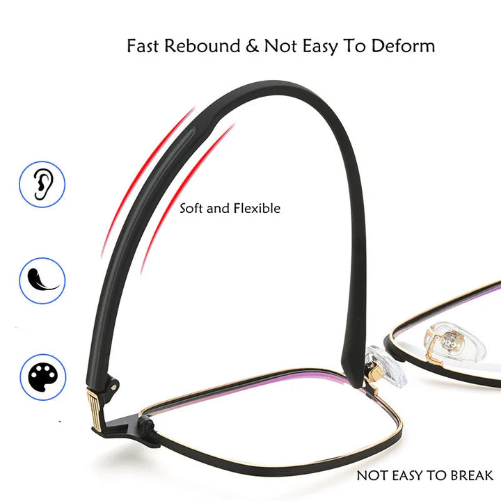 Kocolior Unisex Full Rim Square Alloy Hyperopic Reading Glasses 33999 Reading Glasses Kocolior