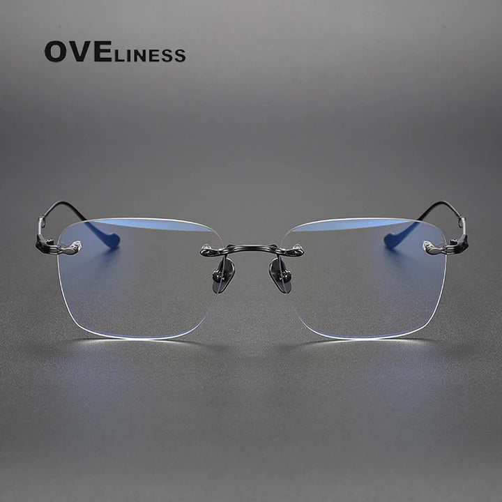Oveliness Unisex Rimless Square Titanium Eyeglasses 80956 Rimless Oveliness