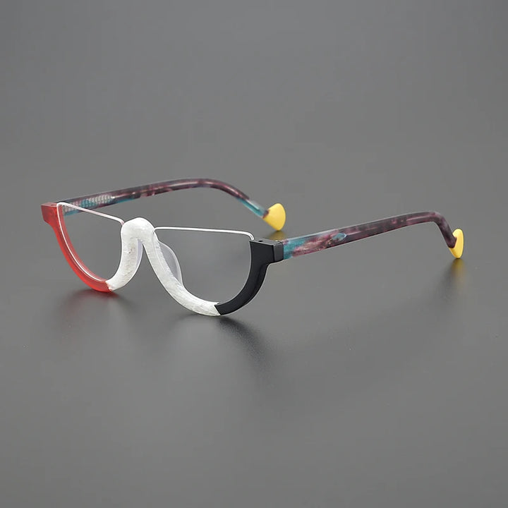 Hewei Unisex Semi Rim Oval Cat Eye Acetate Eyeglasses 9361 Semi Rim Hewei C5 CHINA