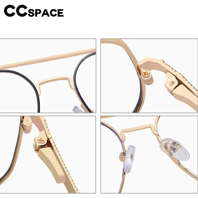 CCspace Unisex Full Rim Large Square Double Bridge Alloy Eyeglasses 57238 Full Rim CCspace