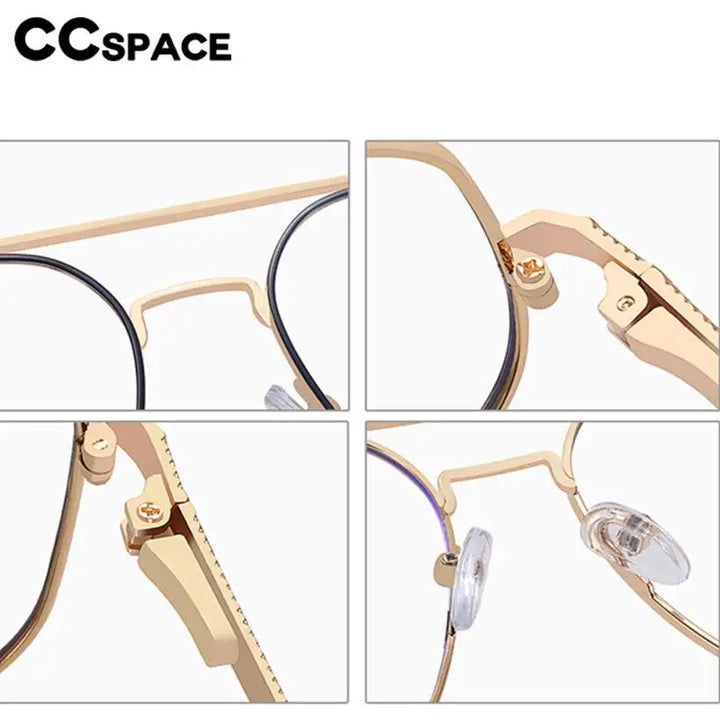 CCspace Unisex Full Rim Large Square Double Bridge Alloy Eyeglasses 57238 Full Rim CCspace