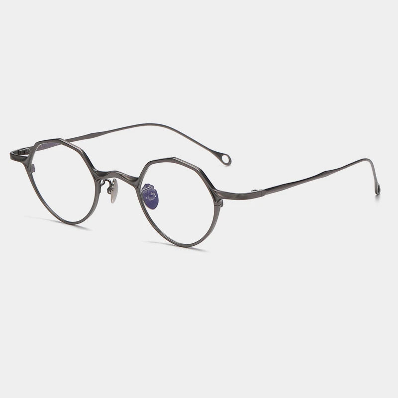 Gatenac Unisex Full Rim Small Polygon Titanium Eyeglasses Gxyj1464 Full Rim Gatenac Gun