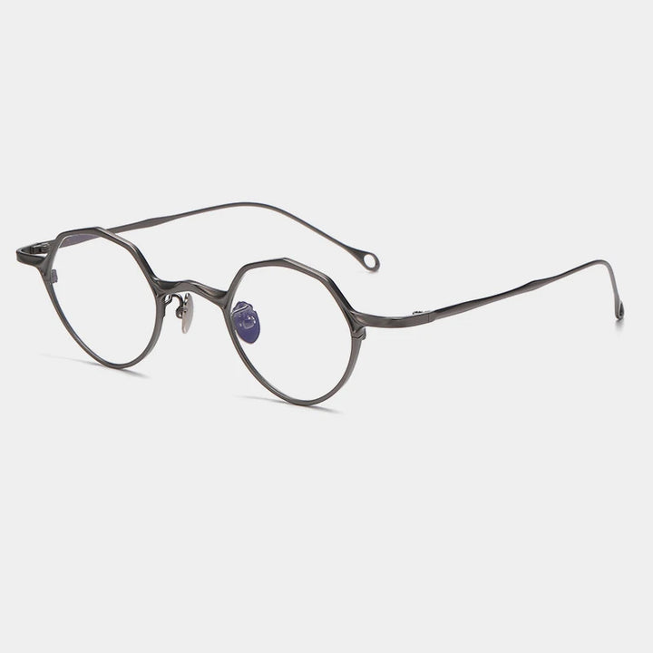 Gatenac Unisex Full Rim Small Polygon Titanium Eyeglasses Gxyj1464 Full Rim Gatenac Gun