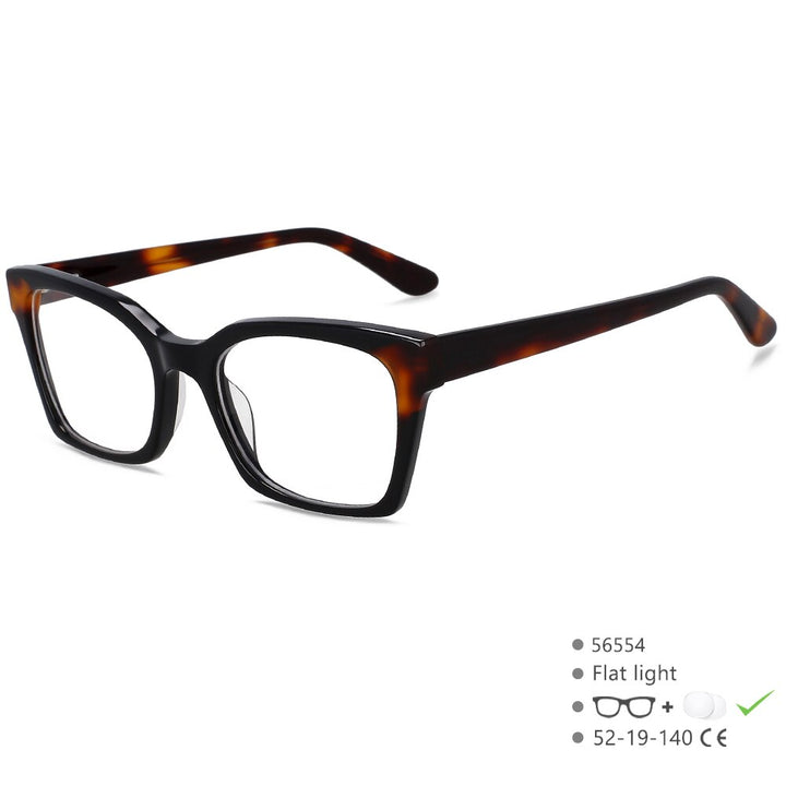 CCspace Unisex Full Rim Square Cat Eye Acetate Fiber Eyeglasses 56554 Full Rim CCspace C1Leoopard