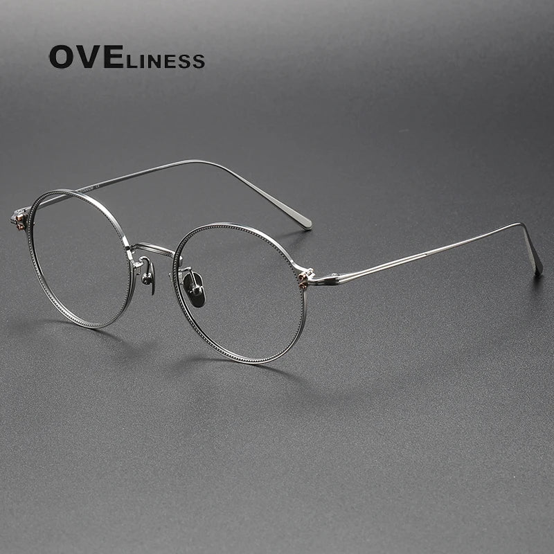 Oveliness Unisex Full Rim Round Titanium Eyeglasses C106 Full Rim Oveliness silver  
