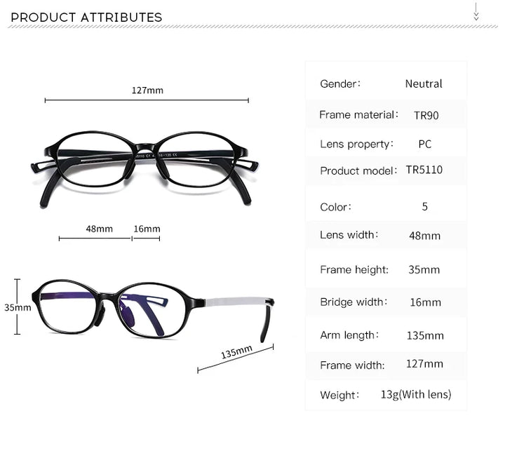 Vicky Youth Unisex Full Rim Oval Tr 90 Titanium Eyeglasses 5110 Full Rim Vicky