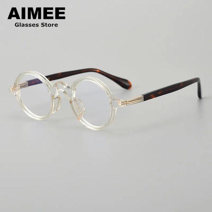 Aimee Women's Full Rim Round Titanium Acetate Eyeglasses 84203 Full Rim Aimee Transparent