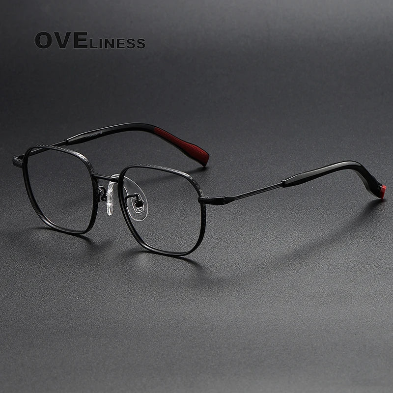 Oveliness Unisex Full Rim Square Titanium Eyeglasses 80940 Full Rim Oveliness black