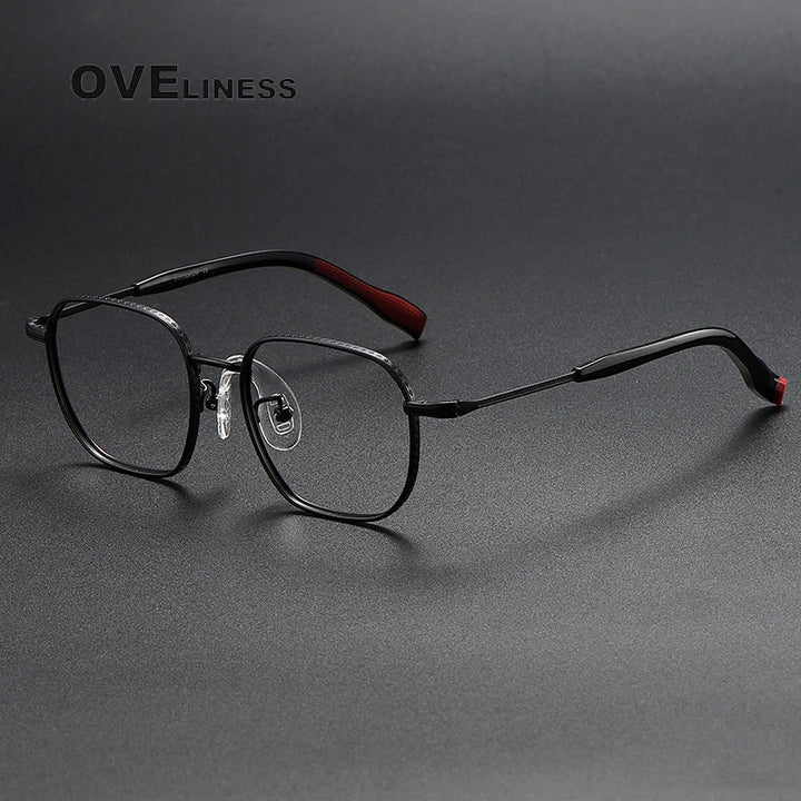 Oveliness Unisex Full Rim Square Titanium Eyeglasses 80940 Full Rim Oveliness black
