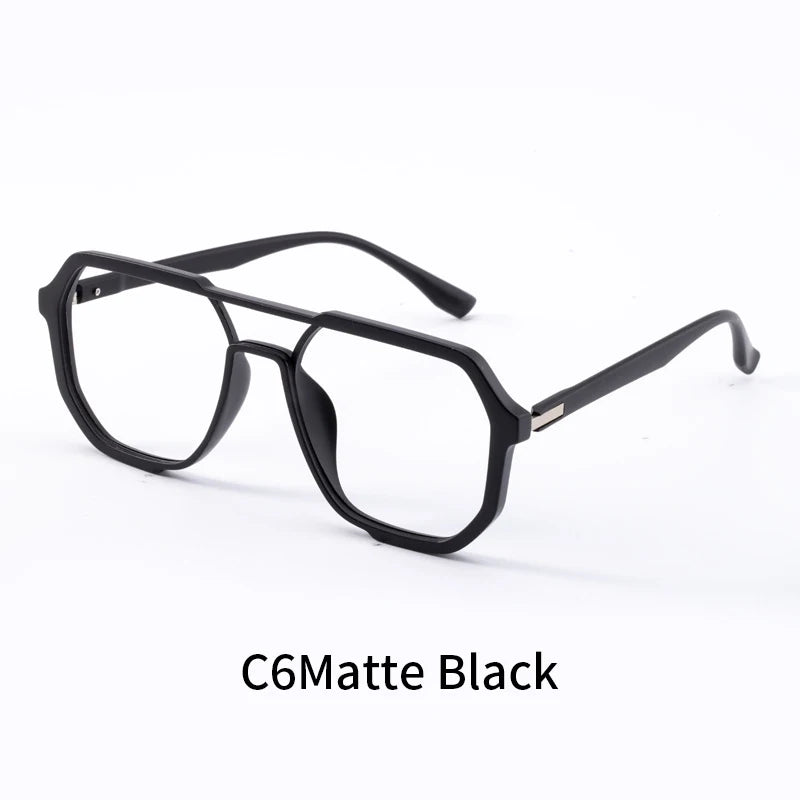 Xbora Unisex Full Rim Square Double Bridge Tr 90 Alloy Eyeglasses 7246
