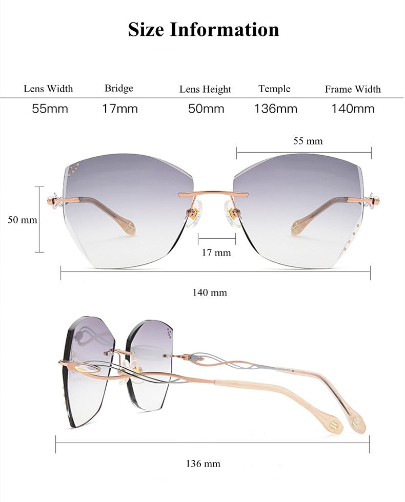 Chashma Women's Rimless Polygon Titanium Sunglasses 1750 Sunglasses Chashma