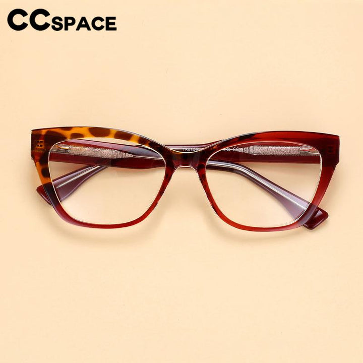 CCspace Unisex Full Rim Square Cat Eye Tr 90 Titanium Eyeglasses 56596 Full Rim CCspace