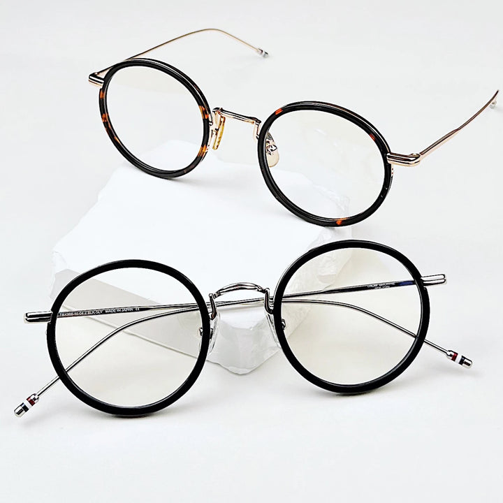 Black Mask Unisex Full Rim Acetate Alloy Round Eyeglasses X906 Full Rim Black Mask