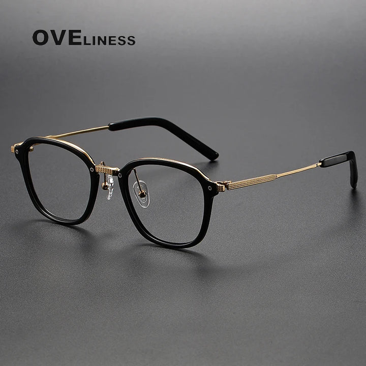 Oveliness Unisex Full Rim Square Titanium Eyeglasses M109 Full Rim Oveliness black gold