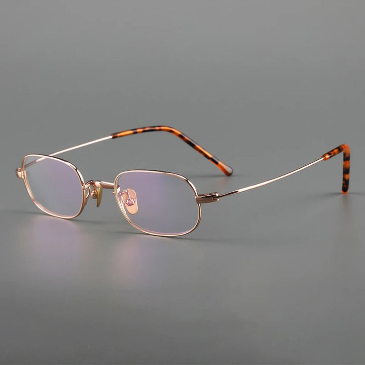 Muzz Men's Full Rim Small Round Or Square Titanium Eyeglasses 503- R103 Full Rim Muzz Square Rose Gold  