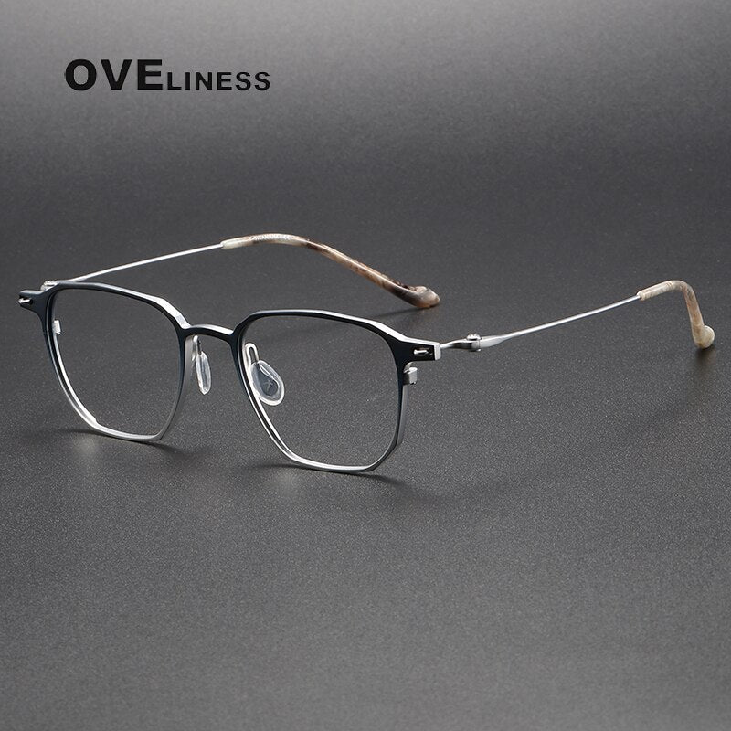 Oveliness Unisex Full Rim Square Titanium Eyeglasses 20-2317 Full Rim Oveliness blue silver  