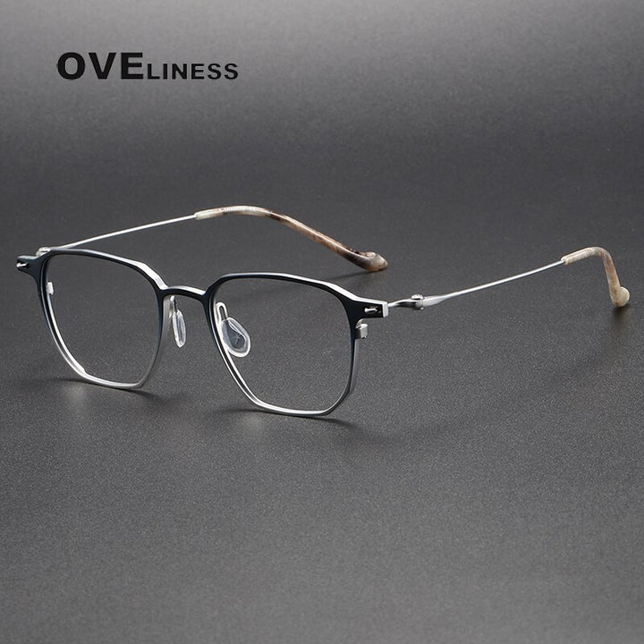 Oveliness Unisex Full Rim Square Titanium Eyeglasses 20-2317 Full Rim Oveliness blue silver  
