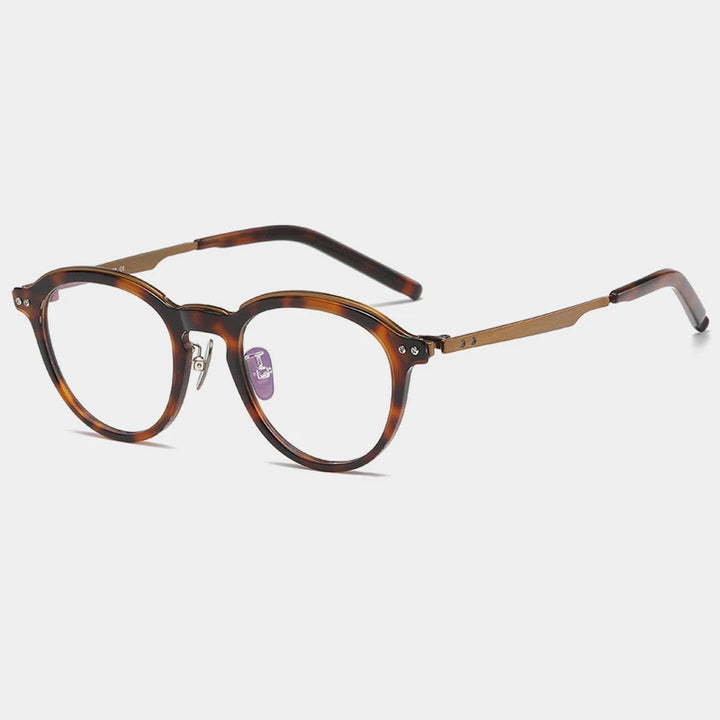 Gatenac Unisex Full Rim Titanium Acetate Eyeglasses Gxyj1194 Full Rim Gatenac Tortoiseshell Bronze  