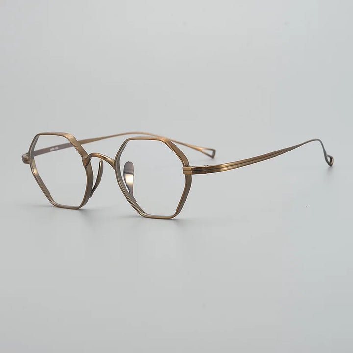 Black Mask Unisex Flat Top Polygon Titanium Eyeglasses 49152 Full Rim Black Mask Bronze