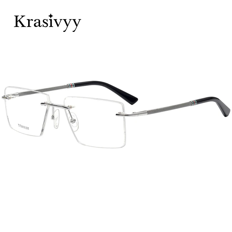 Krasivyy Unisex Rimless Square Titanium Eyeglasses 1657 Rimless Krasivyy
