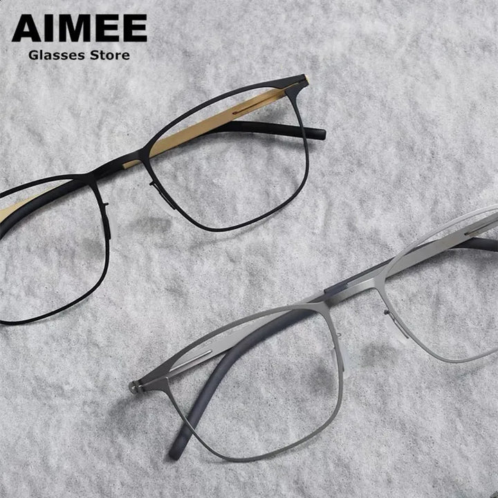 Aimee Unisex Full Rim Square Screwless Steel Eyeglasses 61499