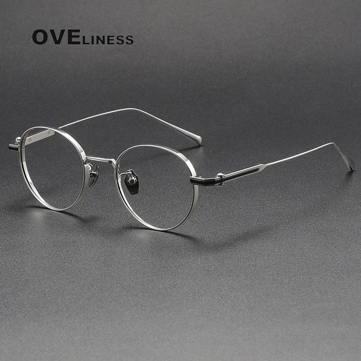 Oveliness Unisex Full Rim Round Titanium Eyeglasses 80983 Full Rim Oveliness silver black