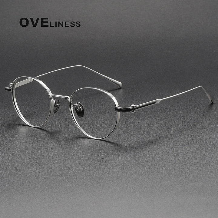 Oveliness Unisex Full Rim Round Titanium Eyeglasses 80983 Full Rim Oveliness silver black  