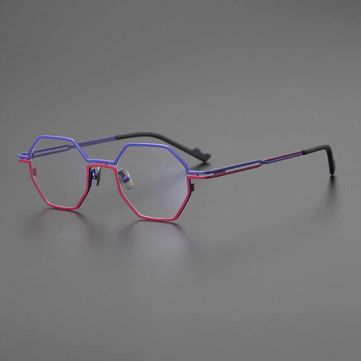 Gatenac Unisex Full Rim Polygon Square Titanium Eyeglasses Gxyj1034 Full Rim Gatenac Matte Purple