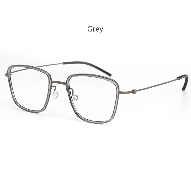 Hdcrafter Unisex Full Rim Polygon Square Tr 90 Titanium Eyeglasses 425510 Full Rim Hdcrafter Eyeglasses Grey