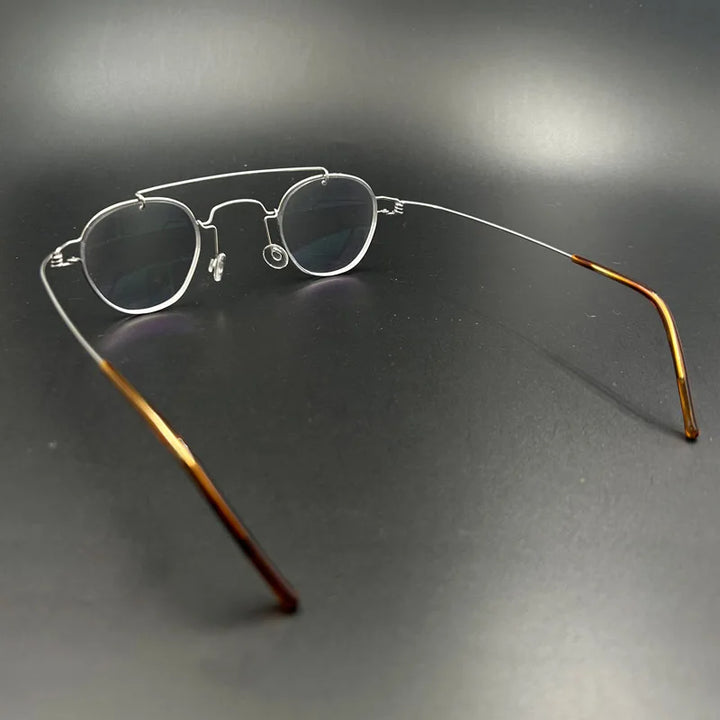 Yujo Unisex Full Rim Round Double Bridge Screwless Steel Eyeglasses 3838 Full Rim Yujo