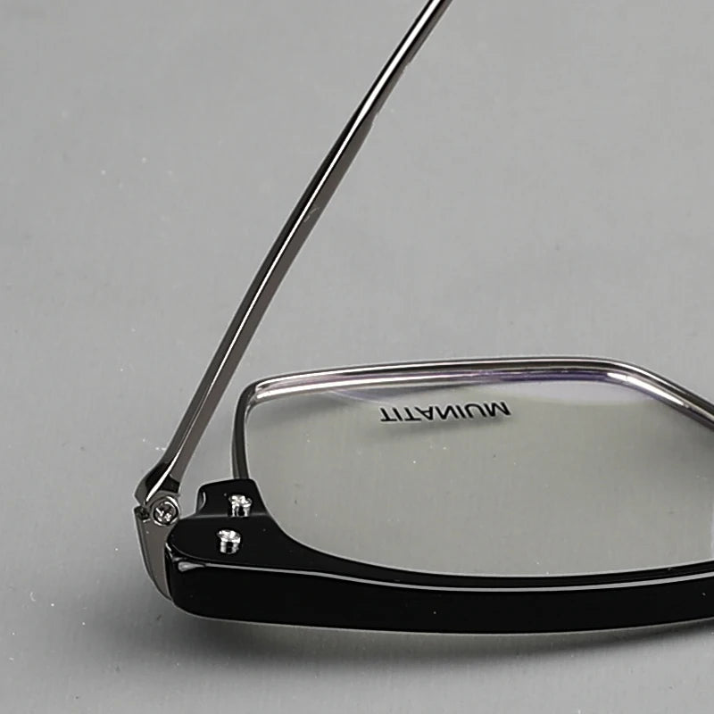 Muzz Men's Full Rim Square Titanium Acetate Eyeglasses 0422 Full Rim Muzz