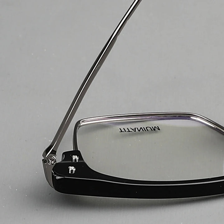 Muzz Men's Full Rim Square Titanium Acetate Eyeglasses 0422 Full Rim Muzz