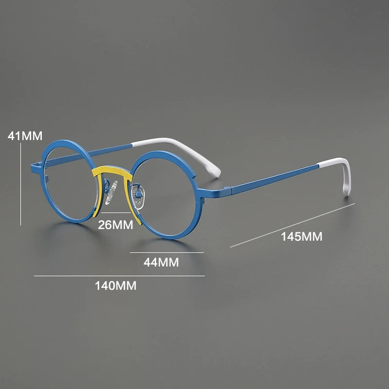 Gatenac Unisex Full Rim Round Titanium Eyeglasses Gxyj5775