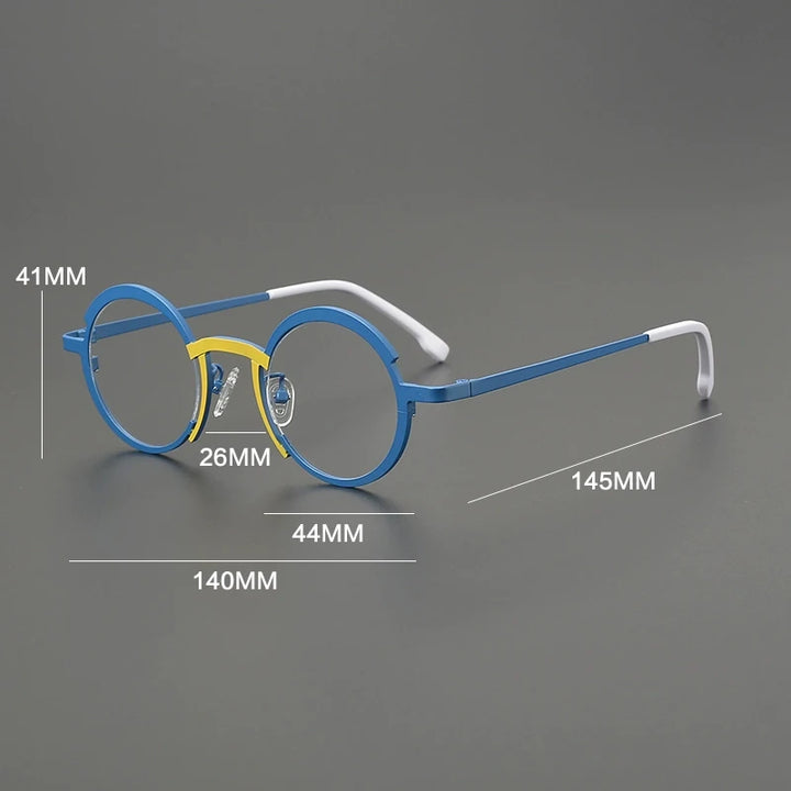 Gatenac Unisex Full Rim Round Titanium Eyeglasses Gxyj5775