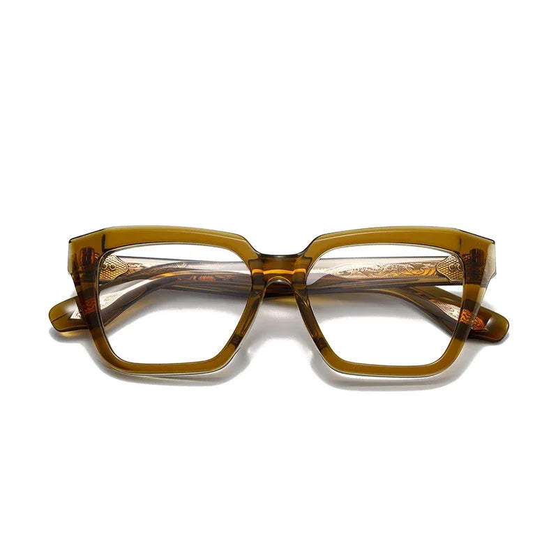 Muzz Unisex Full Rim Polygon Square Thick Acetate Eyeglasses 416317