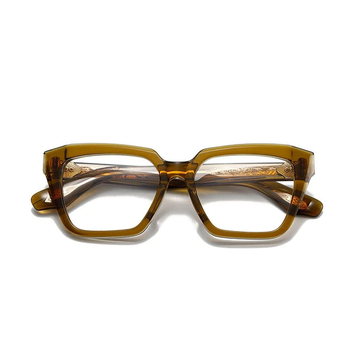 Muzz Unisex Full Rim Polygon Square Thick Acetate Eyeglasses 416317