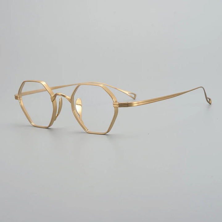 Gatenac Unisex Full Rim Small Polygon Titanium Glasses Gxyj1451 Full Rim Gatenac Gold