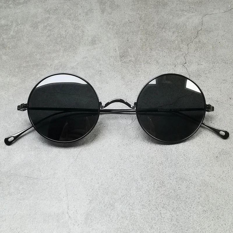 Black Mask Women's Full Rim Round Titanium Sunglasses 185666
