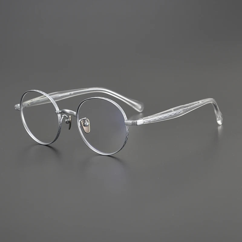 Black Mask Women's Full Rim Round Titanium Eyeglasses Bm216 Full Rim Black Mask Silver