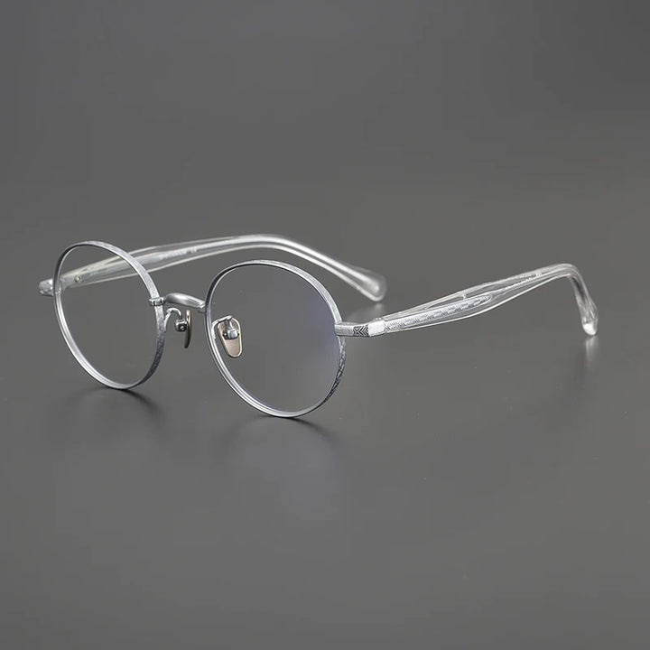 Black Mask Women's Full Rim Round Titanium Eyeglasses Bm216 Full Rim Black Mask Silver