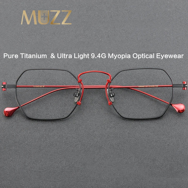 Muzz Unisex Full Rim Flat Top Square Titanium Eyeglasses 1969 Full Rim Muzz