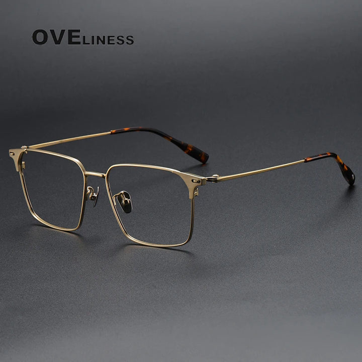 Oveliness Men's Full Rim Square Titanium Eyeglasses 8106 Full Rim Oveliness gold  