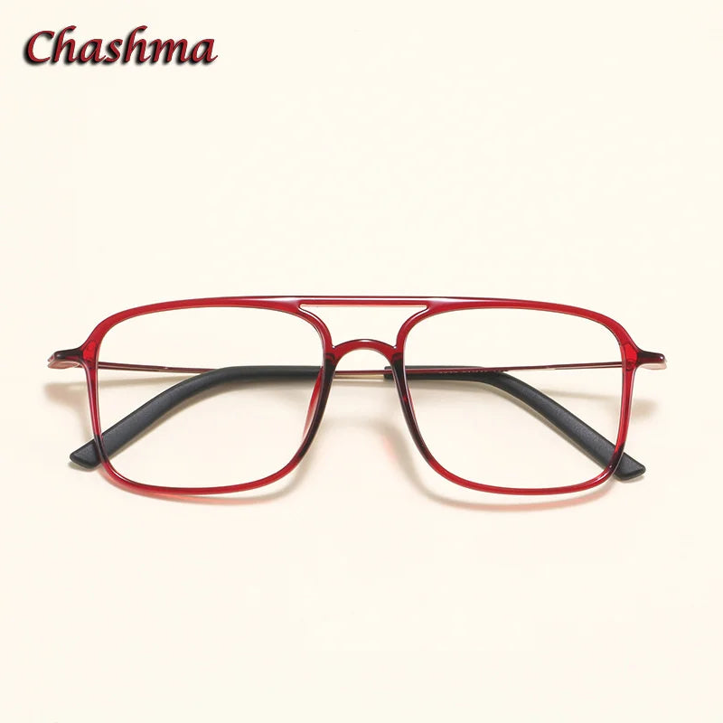 Chashma Ochki Women's Full Rim Square Double Bridge Ultem Titanium Eyeglasses 3121
