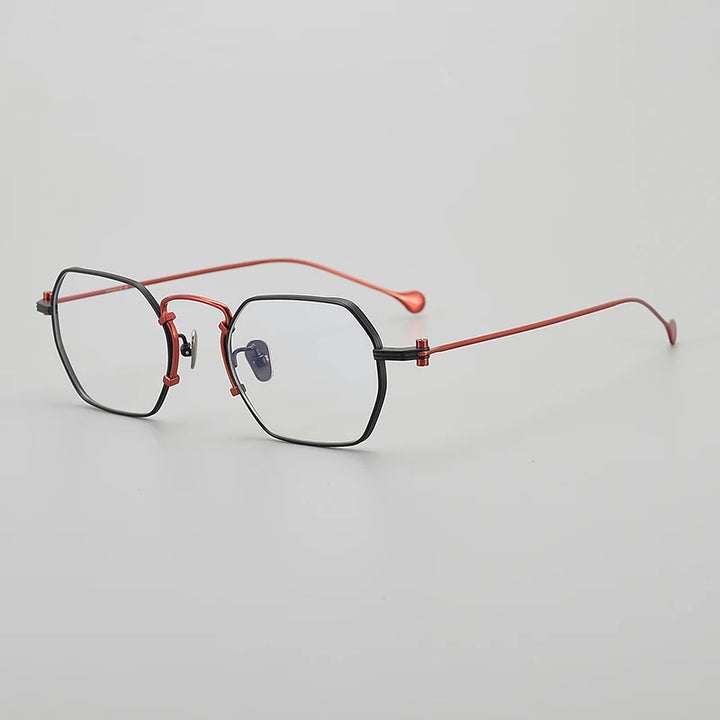 Muzz Unisex Full Rim Flat Top Square Titanium Eyeglasses 1969 Full Rim Muzz Red