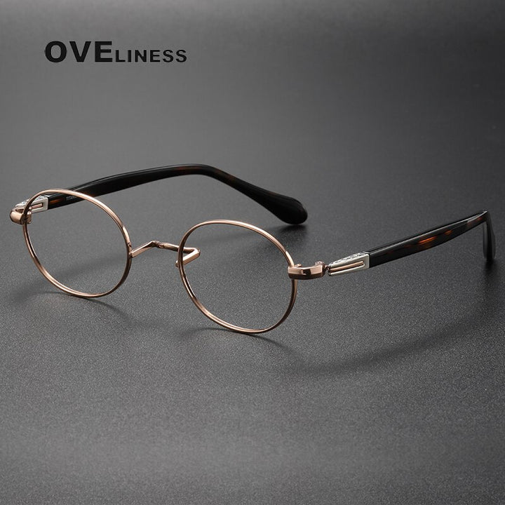 Oveliness Unisex Full Rim Oval Acetate Titanium Eyeglasses Ks119 Full Rim Oveliness rose gold