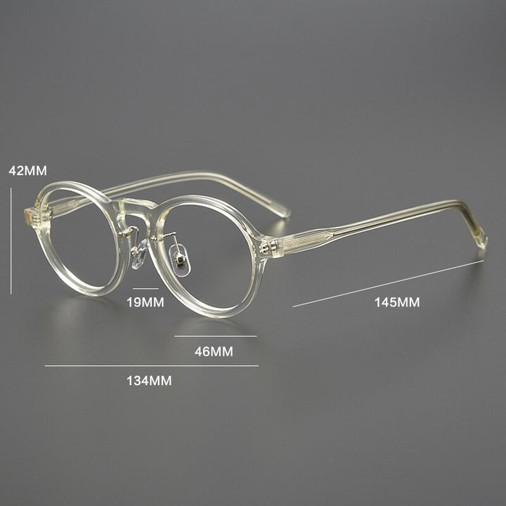 Gatenac Unisex Full Rim Round Acetate Eyeglasses Gxyj1043 Full Rim Gatenac